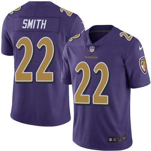 Nike Ravens #22 Jimmy Smith Purple Men's Stitched NFL Limited Rush Jersey - Click Image to Close